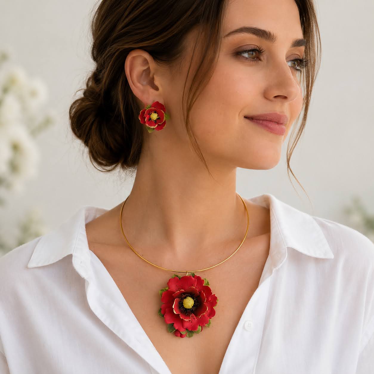 Set Handmade Flori de Mac – Accesorii Elegante Inspirate din Natură