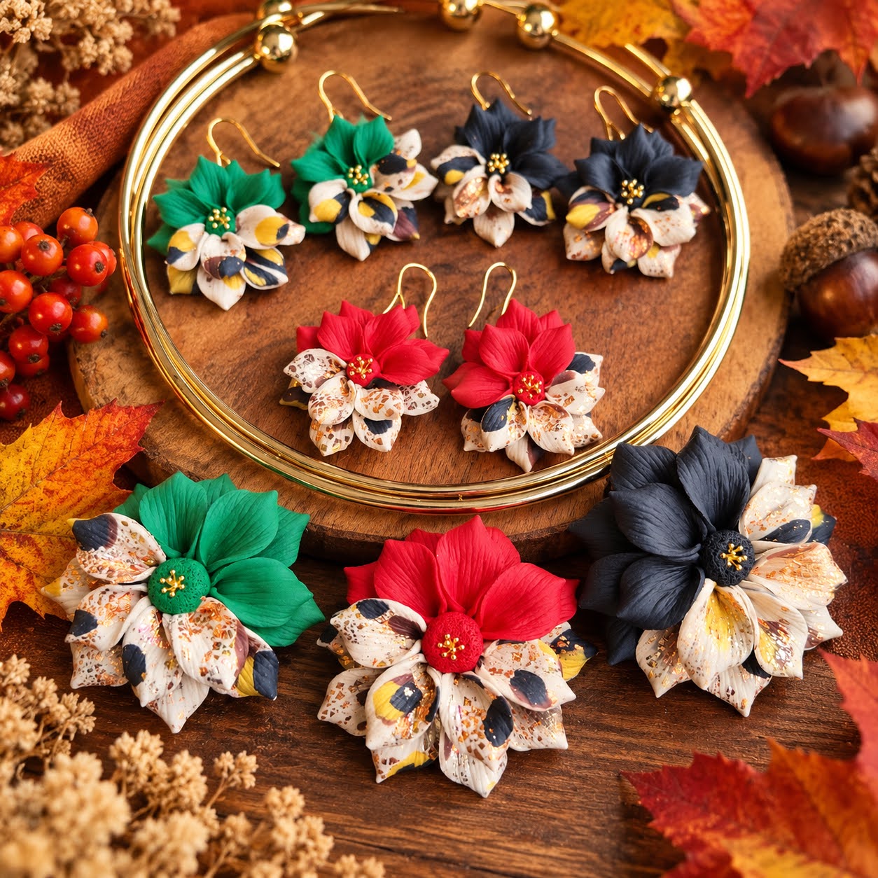 Set handmade colier și cercei - bijuterii de toamna